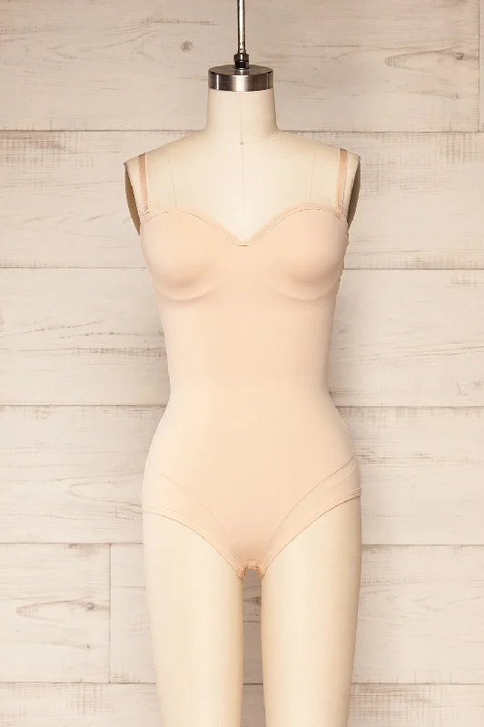 Sleeveless Bodysuits for a Cool and Casual Summer LookHelia Beige | Shaping Bodysuit w/ Adjustable Straps