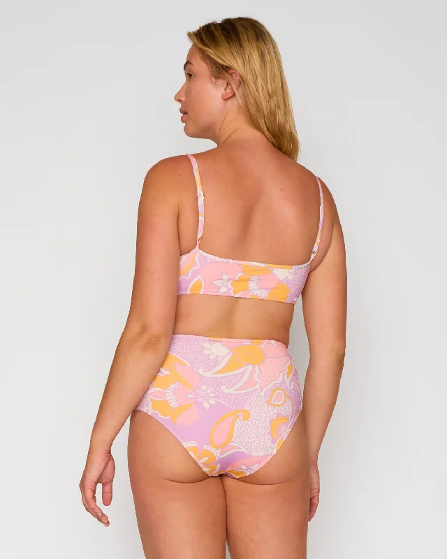 Tropical - themed bikini for a vacation - ready beach outfitSoleil High Waist Bikini Bottom - Aria