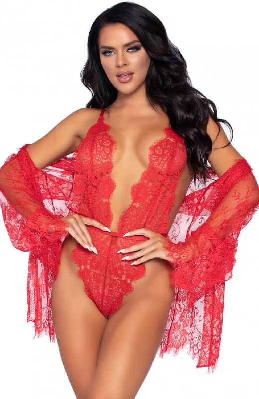 Seamless Bodysuits for a Smooth Underwear LookRed bodysuit & robe - Bedtime Stories