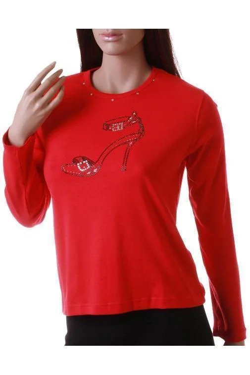 Pocketed Women T Shirt for Added FunctionalityShoe Embellished T-Shirt