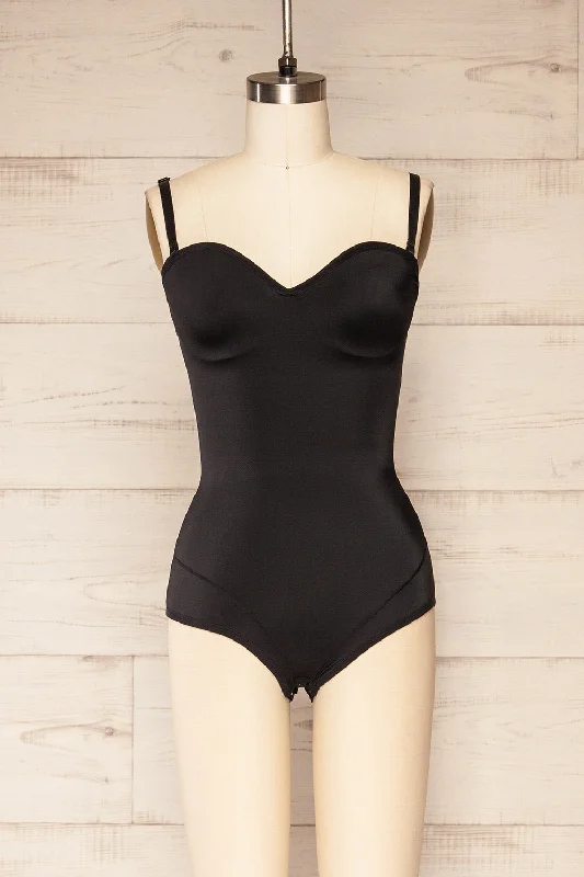 Convertible Straps Bodysuits for Multiple Styling OptionsHelia Black | Shaping Bodysuit w/ Adjustable Straps