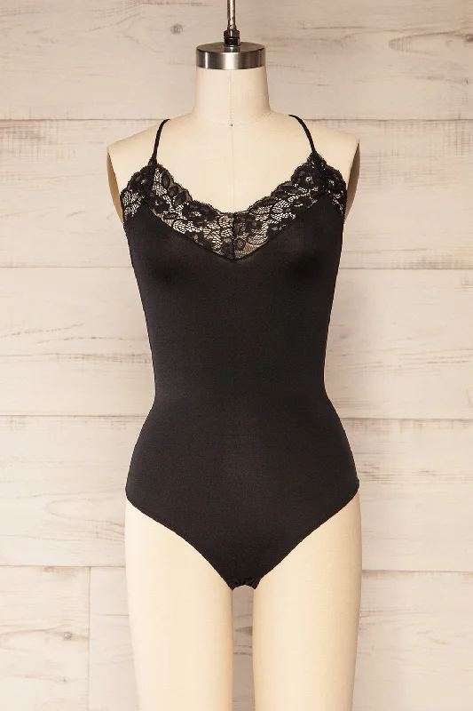 Crop Bodysuits to Pair with High - Waisted BottomsOswestry | Black Lace Lingerie Bodysuit