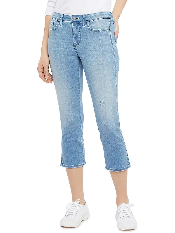 Chloe Womens Mid Rise Split Hem Capri Jeans