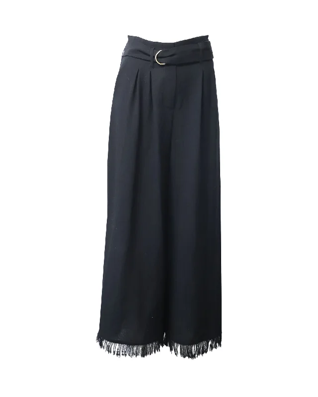 Nanushka Wide Leg Trousers with Belt in Black Triacetate