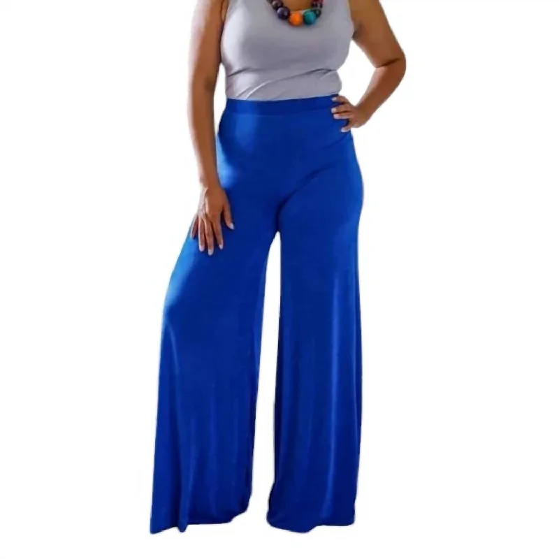 Slink Fabric Palazzo Pants In Blue