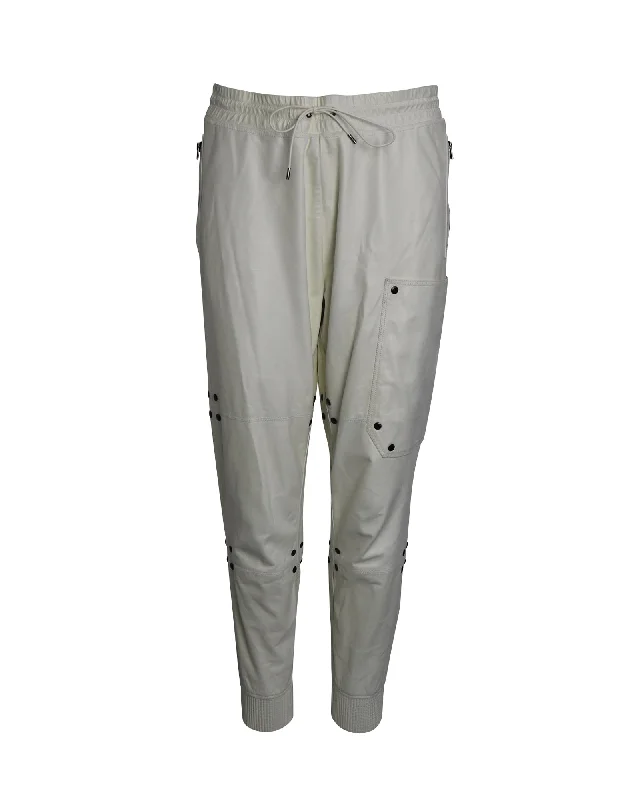 Tom Ford Drawstring Track Pants in White Leather