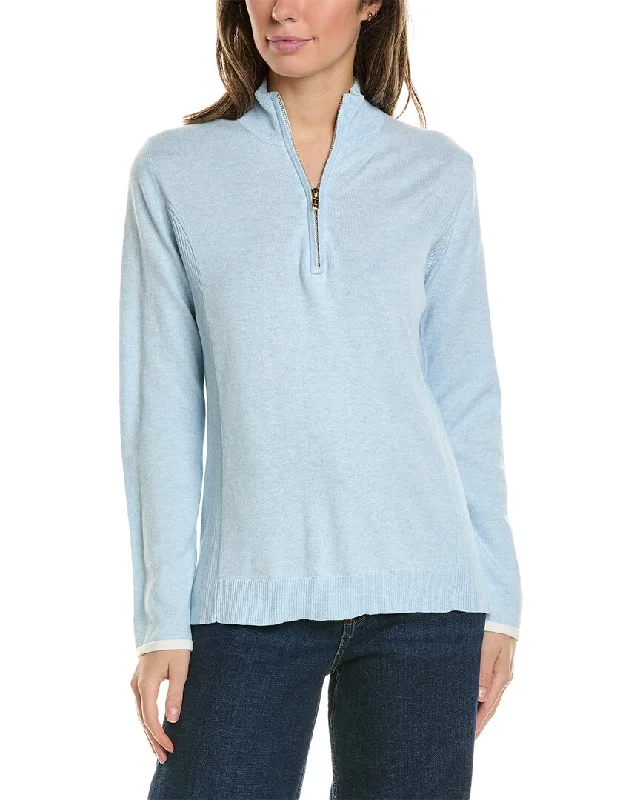 Striped Women Sweater with a Timeless PatternAlashan Cashmere Tee Time Cashmere-Blend 1/2-Zip Pullover