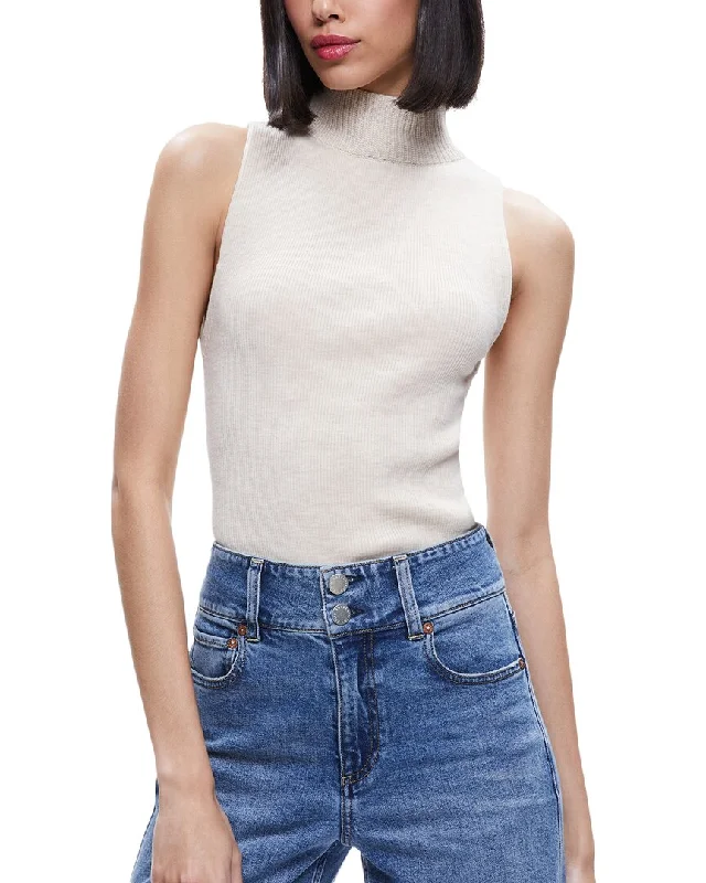 Cropped Women Sweater to Pair with High - Waisted Bottomsalice + olivia Darcey Wool-Blend Turtleneck Top