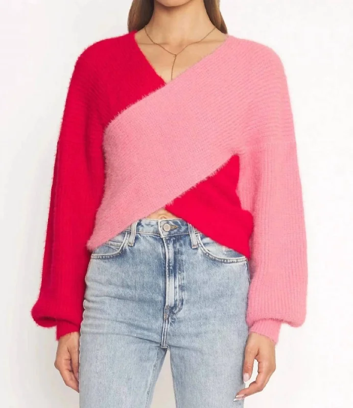 Plus - Size Women Sweater with a Flattering FitAlix Sweater In Red/pink