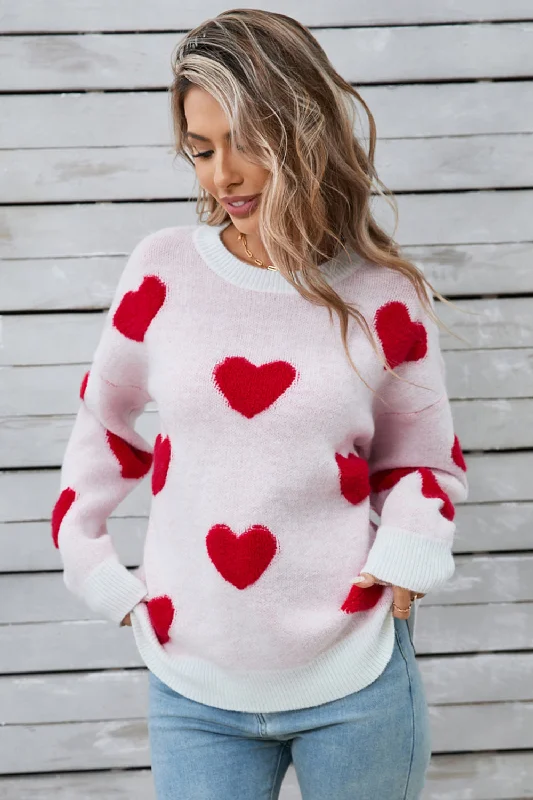 Button - Down Women Sweater for a Versatile LookAngel Wings Heart Round Neck Long Sleeve Sweater