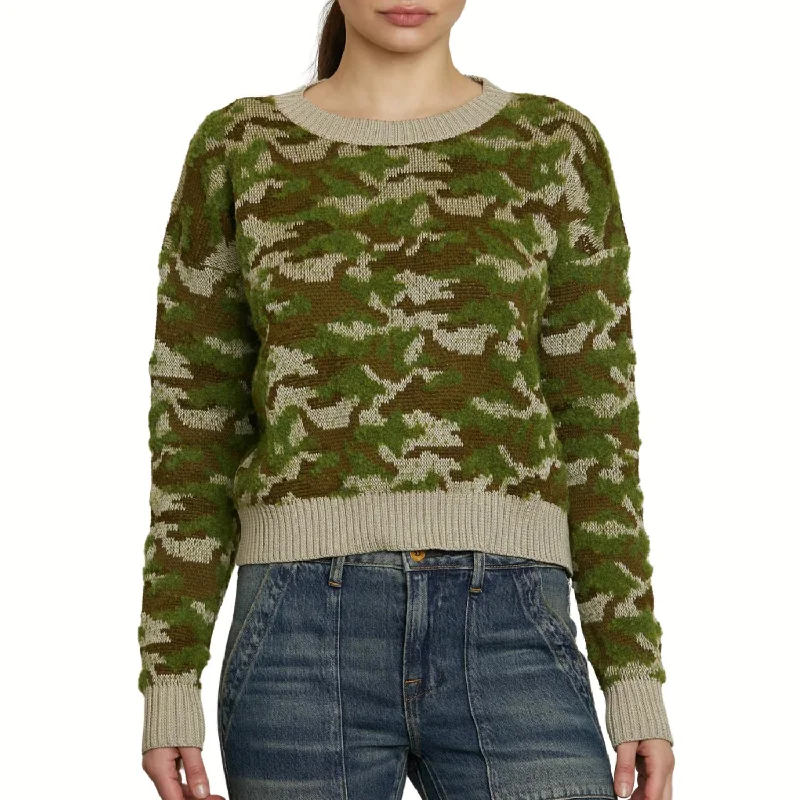 Cable - Knit Women Sweater with Intricate PatternsBlayne Sweater In Camo Jacquard