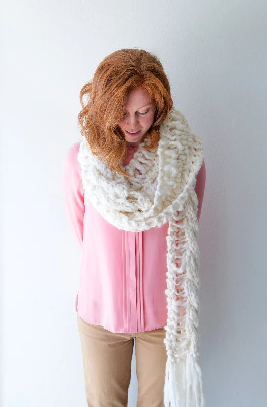 Plus - Size Women Sweater with a Flattering FitDrop Stitch Cable Scarf Pattern