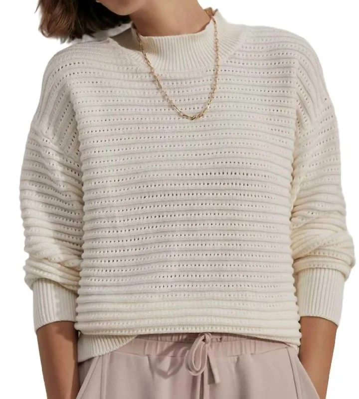 Cropped Women Sweater to Pair with High - Waisted BottomsFranco Knit Sweater In Egret