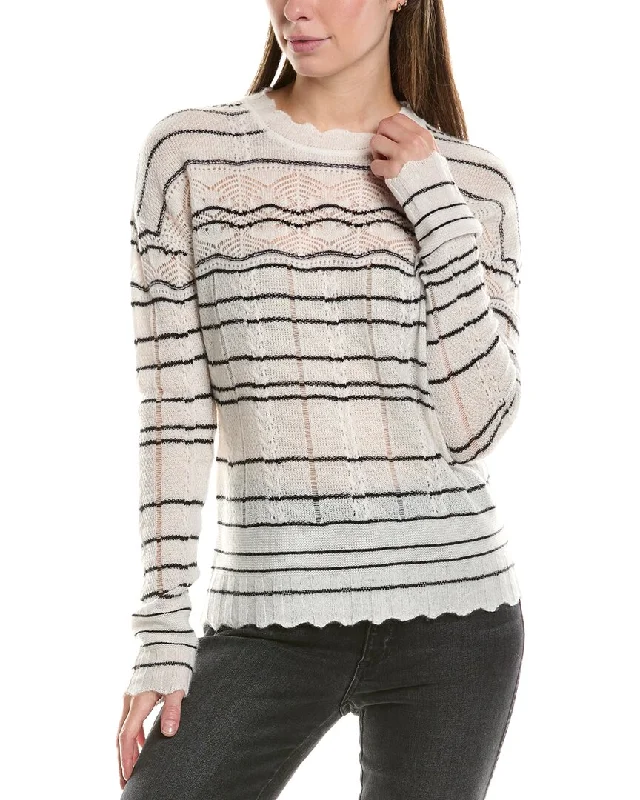 Long - Sleeve Women Sweater with Ribbed CuffsInCashmere Pointelle Cashmere Sweater