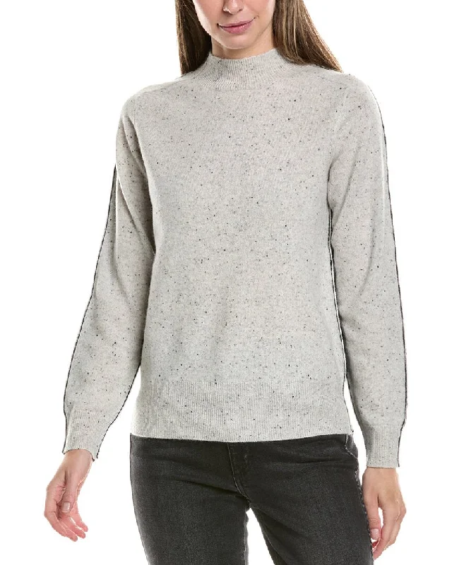 Long - Sleeve Women Sweater with Ribbed CuffsInCashmere Splice Cashmere Sweater