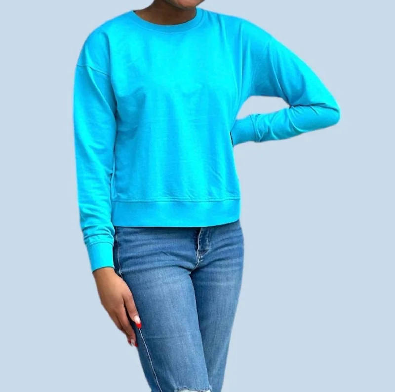 Oversized Women Sweater for a Cozy and Fashionable LookIslander Long Sleeves Sweatshirt In Lagoon