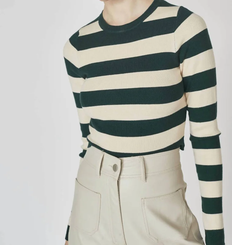 Button - Down Women Sweater for a Versatile LookLucca Striped Sweater In Multi Green