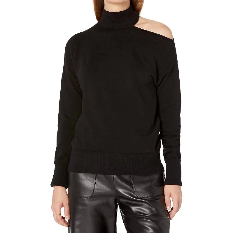 Plus - Size Women Sweater with a Flattering FitMagic Cold Shoulder Sweater In Black