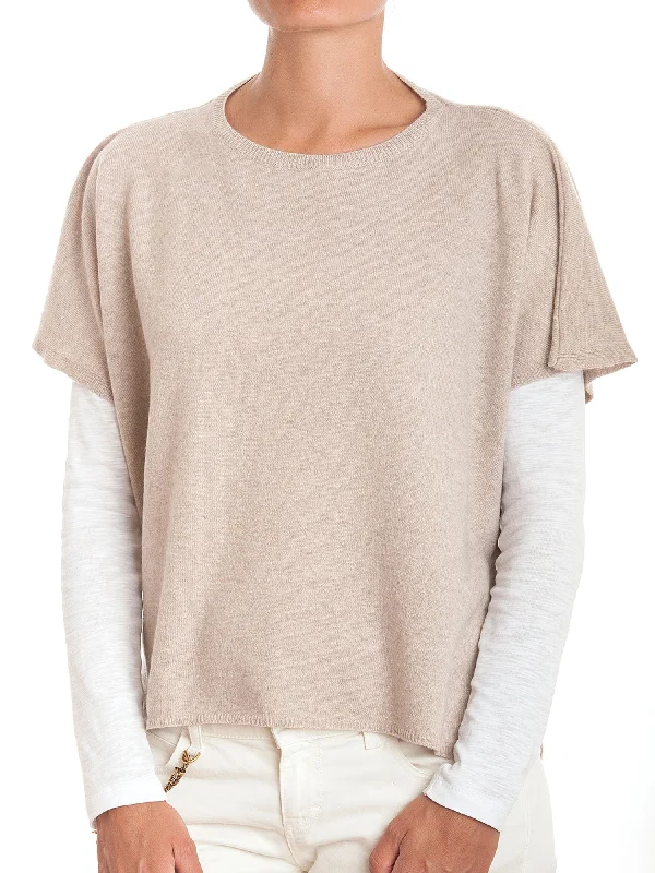 Long - Sleeve Women Sweater with Ribbed CuffsShirt Side Buttons Cashmere Blend