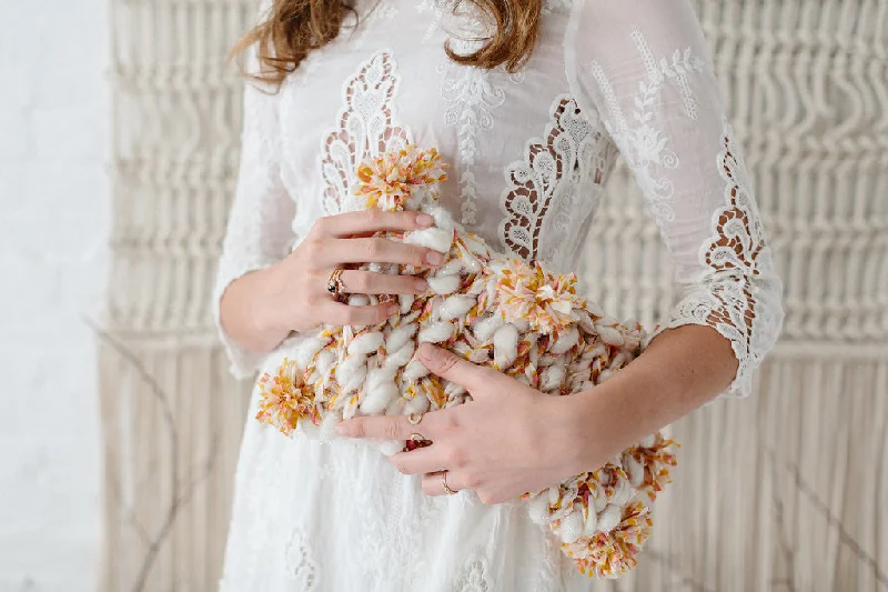 Hand - Knitted Women Sweater with Artisanal CharmPoms All Around Clutch