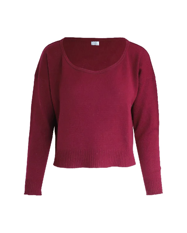 Cashmere Women Sweater with a Luxurious Soft TouchPrada Cropped Sweater in Burgundy Wool