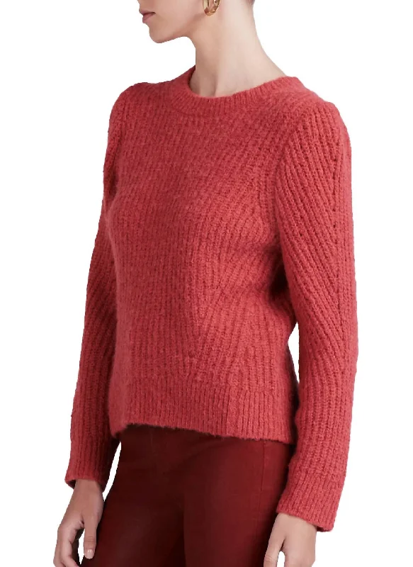 Long - Sleeve Women Sweater with Ribbed CuffsRyan Puff Sleeve Sweater In Rhubarb