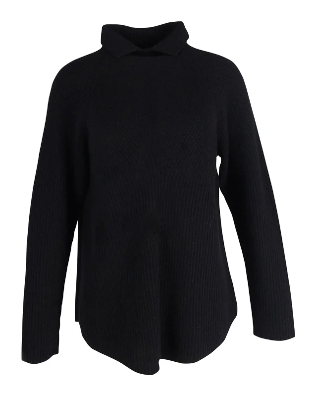 Button - Down Women Sweater for a Versatile LookTheory High Collar Ribbed Sweater in Black Cashmere