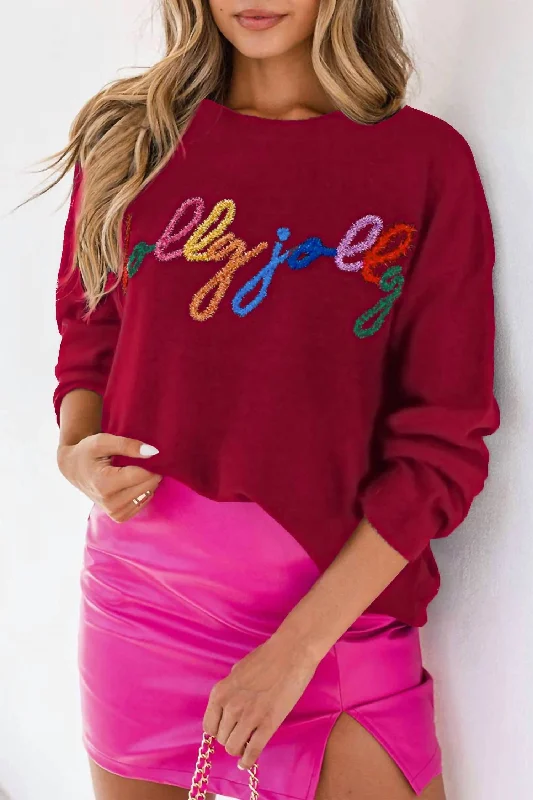 Color - Blocked Women Sweater for a Bold Fashion StatementTinsel Embroidered Holly Jolly Sweater