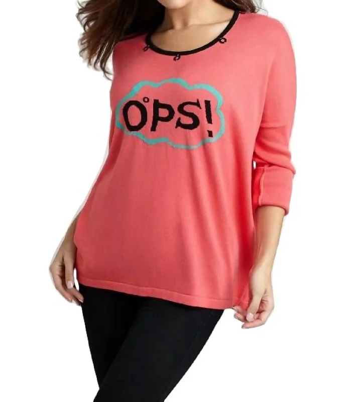 Sequin - Embellished Women Sweater for Special OccasionsWord Cloud Graphic Sweater In Coral Multi