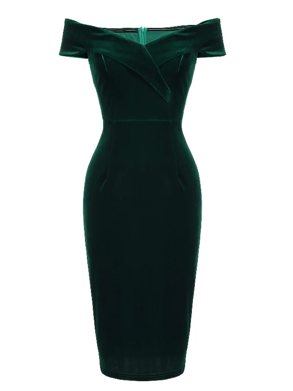 Backless Women Dress for a Sexy and Alluring Look at Evening Events1960s Off Shoulder Velvet Bodycon Vintage Dress