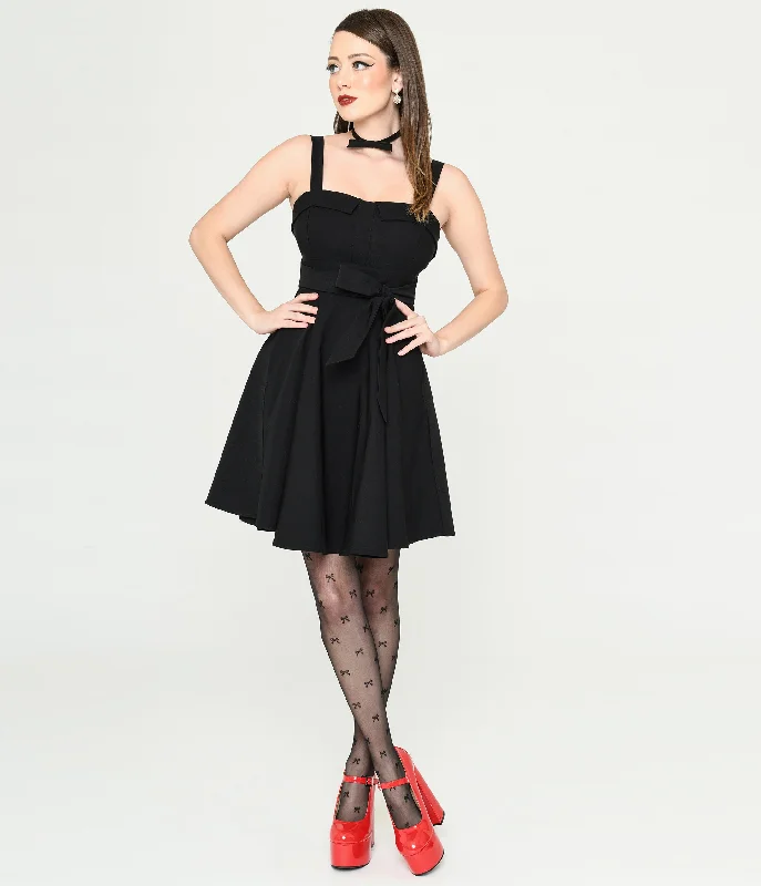 Empire Waist Women Dress to Accentuate the Bust and Conceal the WaistBlack Bow Fit & Flare Mini Dress