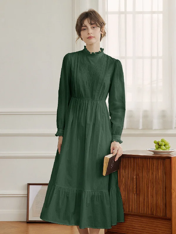 Halter Neck Women Dress to Show Off the Shoulders and Neckline【Black Friday】Braelyn Simple Mockneck A-Line Cotton Dress