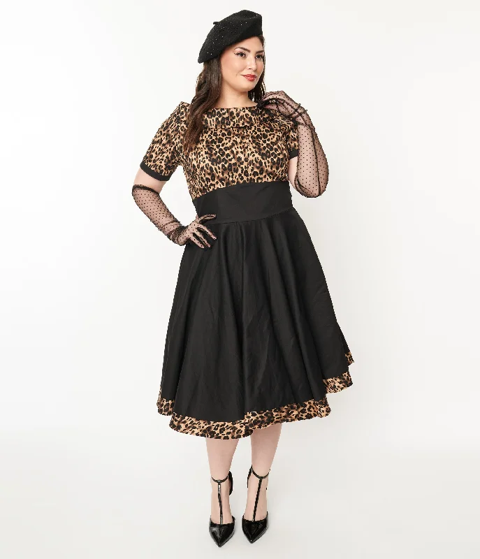 Empire Waist Women Dress to Accentuate the Bust and Conceal the WaistDolly & Dotty Black & Leopard Print Darlene Swing Dress