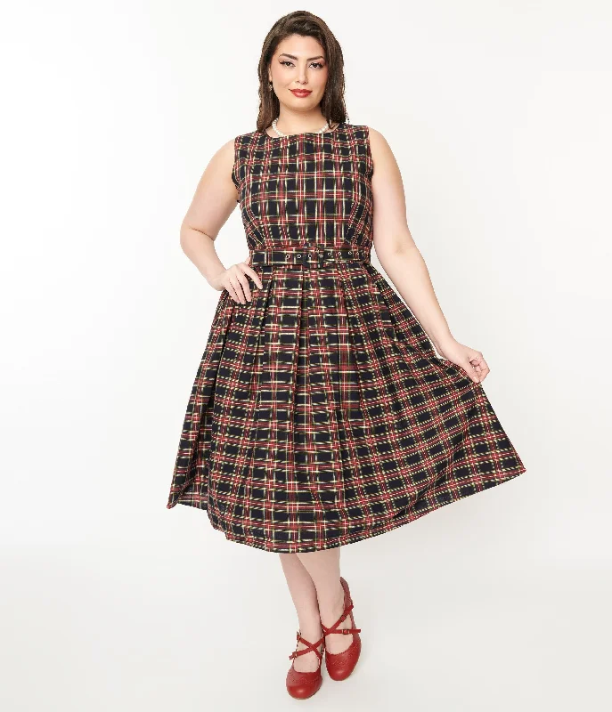 Sheath Women Dress with a Tailored Fit for a Professional LookDolly & Dotty Black & Red Plaid Annie Swing Dress