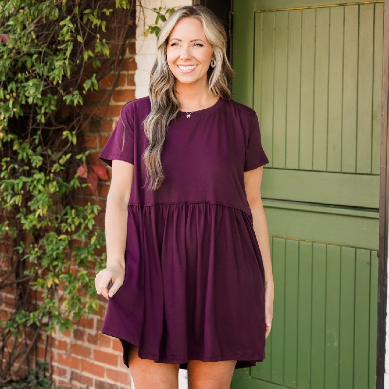 Long - Sleeve Women Dress in Velvet for a Luxurious Winter LookBold Spirit Dress, Plum