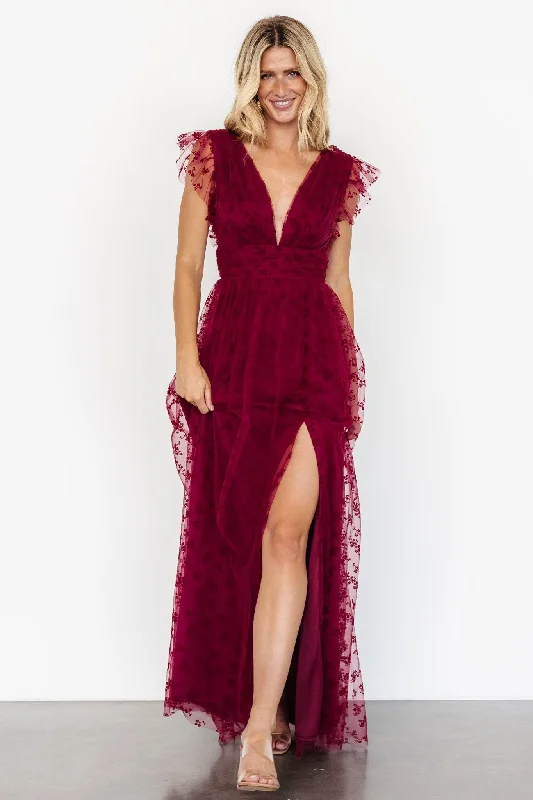 Plus Size Women Dress with a Flattering A - Line Cut for Comfort and StyleCaterina Tulle Maxi Dress | Wine