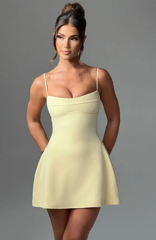 Pleated Women Dress with a Timeless and Elegant TextureDakota Mini Dress - Lemon