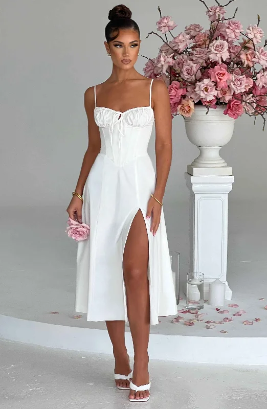 Strapless Women Dress with a Built - in Bra for Comfort and SupportDeanna Midi Dress - Ivory