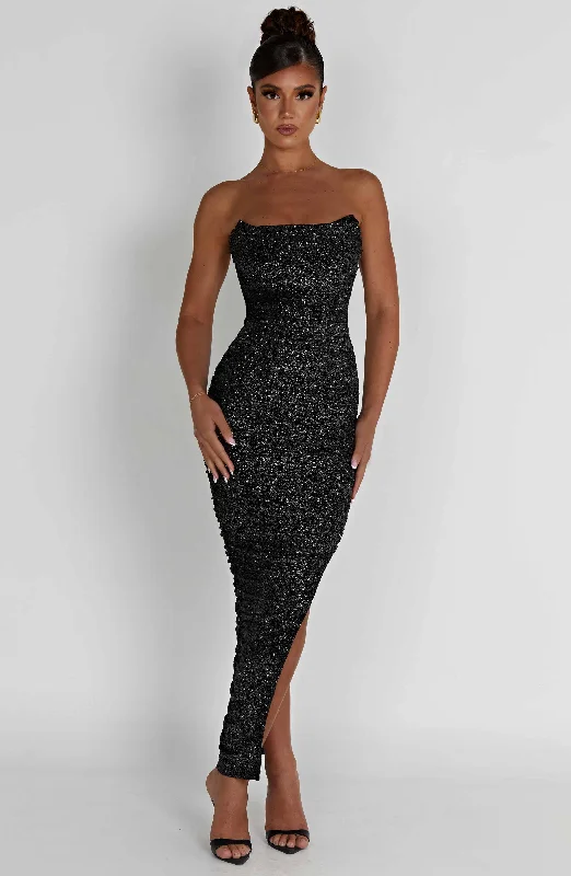 Shift Women Dress with a Simple and Classic Design for Everyday WearDemi Maxi Dress - Black Sparkle