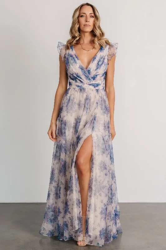 Printed Abstract Women Dress for a Modern and Artistic AppealDimitra Maxi Dress | Natural + Slate Floral