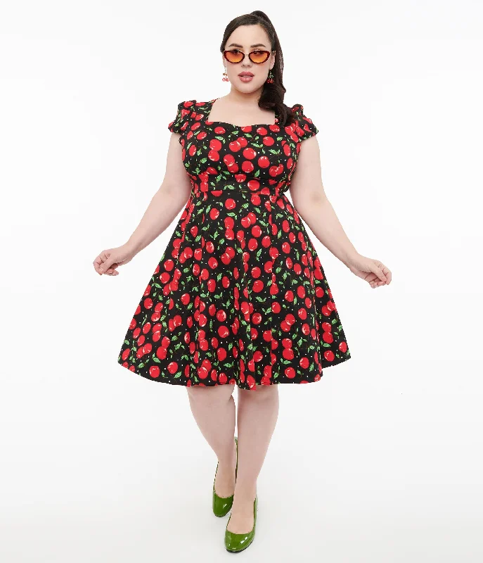 Off - the - Shoulder Women Dress for a Romantic and Feminine LookDolly & Dotty 1950s Black Cherry Swing Dress