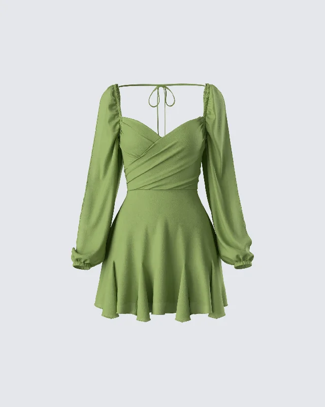 Strapless Women Dress with a Built - in Bra for Comfort and SupportDori Green Cross Front Mini Dress