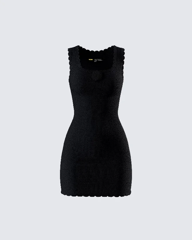 Shift Women Dress with a Simple and Classic Design for Everyday WearEvianna Black Rosette Mini Dress