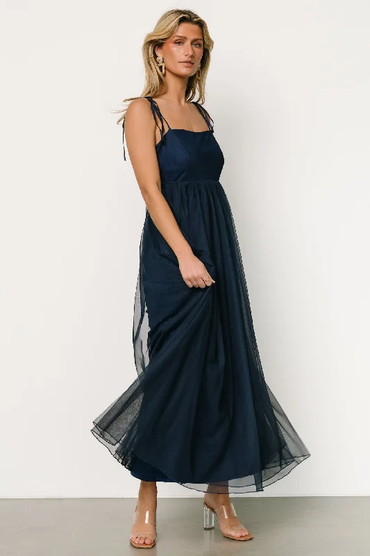 Backless Women Dress for a Sexy and Alluring Look at Evening EventsFiona Tulle Maxi Dress | Midnight Blue