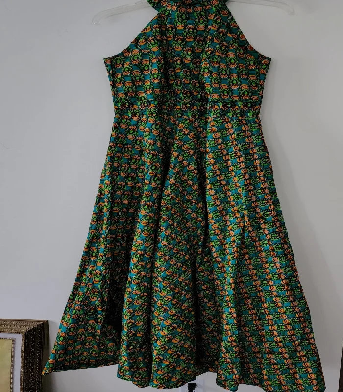 Halter Neck Women Dress to Show Off the Shoulders and NecklineGreen Ankara maxi halter dress sz M