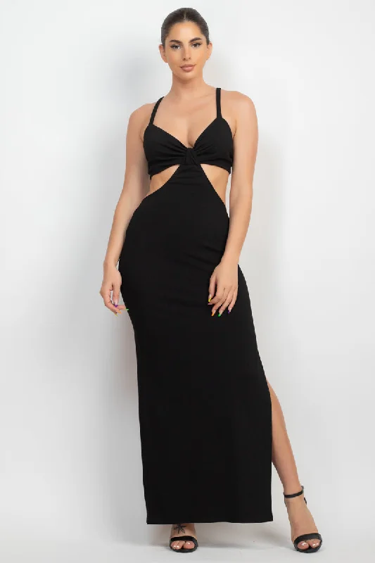 Plus Size Women Dress with a Flattering A - Line Cut for Comfort and StyleCutouts Side Slit Maxi Dress