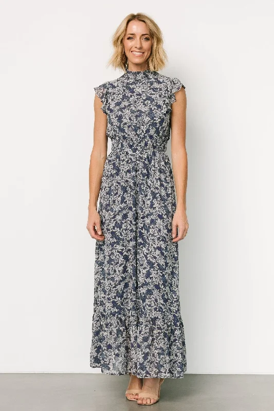 Lace - Embellished Women Dress for an Elegant and Sophisticated AppearanceKearny Ruffle Maxi Dress | Slate Print