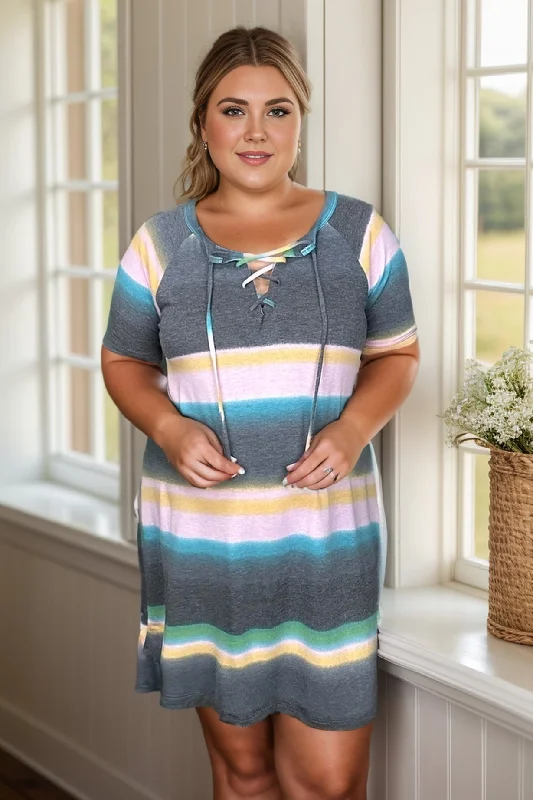 Ruffled Women Dress with Multiple Layers for a Playful and Girly StyleMidnight Rainbow - Dress