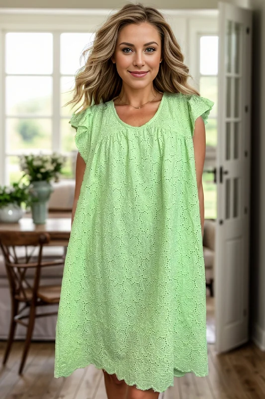 Ruffled Women Dress with Multiple Layers for a Playful and Girly StyleNeon Lights - Eyelet Dress