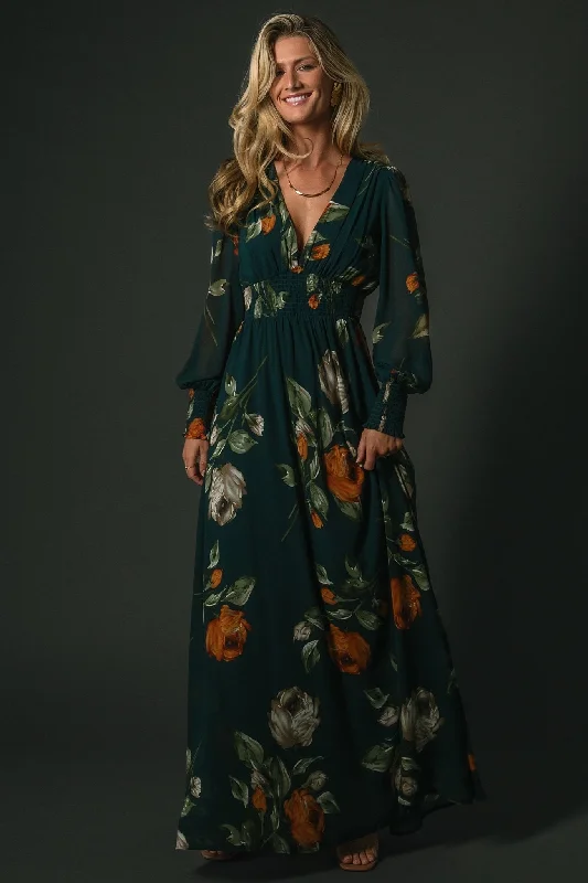 Off - the - Shoulder Women Dress for a Romantic and Feminine LookOlivia Maxi Dress | Deep Topaz Floral